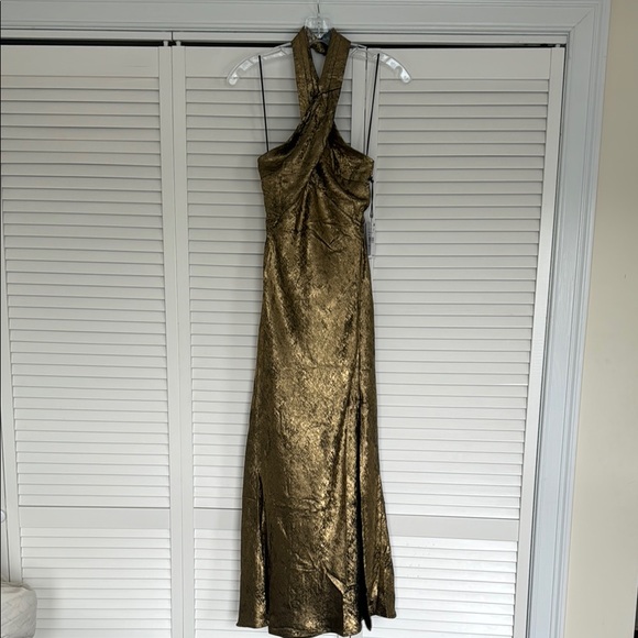 Astr Marissa Gold Halter Slit Gown - Picture 6 of 10